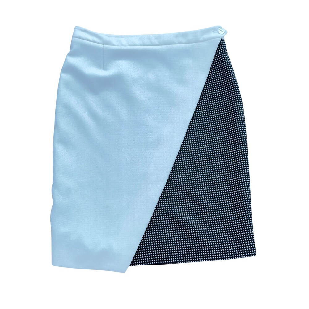 Kenzow Paris Women's Asymmetrical Wrap Mini Skirt White Black Check FR36 US 4 - Picture 2 of 14